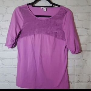 Banana Republic Short Lilac Purple Short Sleeve Pleated Front Tee Size Medium